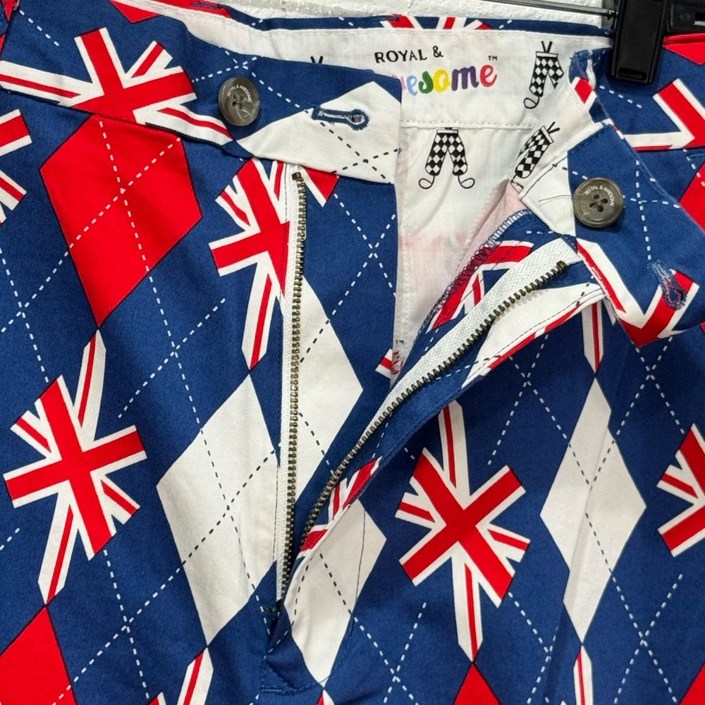 Royal‎ & Awesome Union Jack Shorts Trew Brit Golf Men’s 40 - Picture 2 of 7